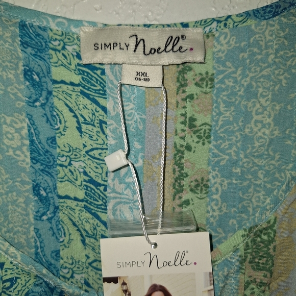 NWT Simply Noelle BoHo Long Sleeve Tie Neck Tunic Blouse Women's Size XXL - Picture 5 of 12